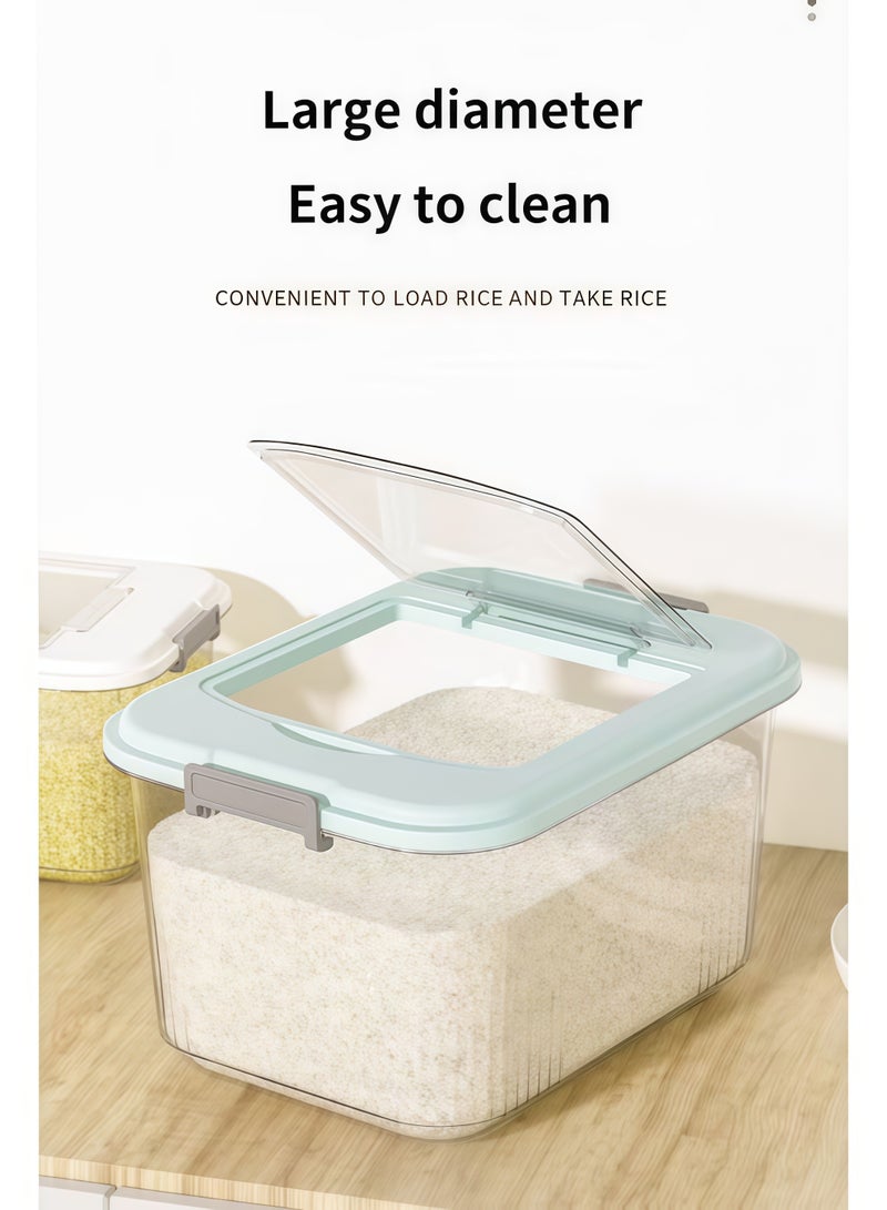 شو وو حاوية تخزين أرز، حاوية حبوب متعددة الاستخدامات للمطبخ، حاوية أرز محكمة الإغلاق، حاوية تخزين طعام محكمة الإغلاق، موزع أرز، صناديق تخزين دقيق الطعام مع أغطية وكوب، خالية من مادة BPA، حاويات تخزين حبوب كبيرة جدًا للمطبخ، للأرز والفاصوليا والحبوب والأطعمة الجافة الصغيرة، مخزن المطبخ المنزلي (7.5 كجم / 12.5 كجم / 17.5 كجم) - Image 3